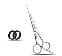 WISHBEAUTY Hairdressing Scissors 6.5" - Hair Cutting Scissor with Hook - Anti-Rust Barber Scissors -Stainless Steel Hair Scissors - Designed for Grooming - Ideal for Men/Women - Silver Finish