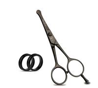 wishbeauty Hairdressing Scissors Kids Safety Round Tips and Curved Hair Scissors Children Haircut Scissors Hair Trimming Scissors Professional Salon Barber Scissors Baby (Black 4.5" Scissors)