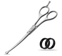 wishbeauty Hairdressing Scissors Kids Safety Round Tips and Curved Hair Scissors Children Haircut Scissors Hair Trimming Professional Salon Barber Scissors for Baby (Silver 6.5" Curved Scissors)