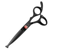 wishbeauty Hairdressing Scissors Kids Safety Round Tips and Curved Hair Scissors Children Haircut Scissors Hair Trimming Scissors Professional Salon Barber Scissors for Baby (Black 6.5" Scissors)