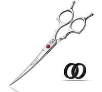 Wishbeauty Professional 6.5 Inch Dogs Grooming Curved Scissors, Pet Curve Shears for Cat and Small Dog Shears Or Any Breed Trimming Cuts, Design for Professional Groomer (Silver-Curved)