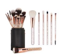 Wishbeauty Professional Makeup Brushes - 12-piece Award Winning Vegan Makeup Brush Set with Case, Gift Box (Glitter & Gold with Case)