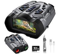 WISHBETY Night Vision Goggles,4K Night Vision Binoculars for Adults,3.5 Inch Screen,9 Levels IR Mode and 10X Digital Zoom for Outdoor Enthusiasts and Animal Watchers,32GB TF Card for Photos and Videos