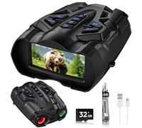 WISHBETY Night Vision Goggles,4K Night Vision Binoculars with 3.5” HD Screen,9 Levels IR Mode and 10X Digital Zoom for Hunting & Surveillance,32GB TF Card for Photo and Video,Black