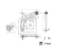 Wishbone / Suspension Arm Front Lower, Left 177849 Febi Track Control 54500C7000