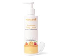 WishCare Sunscreen Body Lotion with SPF 50 PA+++ - Broad Spectrum UVA & UVB Protection, No White Cast, Enriched with Carrot Seed & Raspberry - Body Sunscreen Lotion 200ml