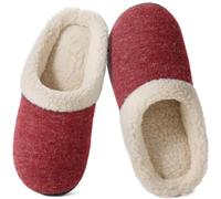 Wishcotton Slippers Women Fur Fleece Ladies House Slippers with Cozy Memory Foam, Warm Comfy Indoor Outdoor House Shoes Home Slippers, Wine, 9-10 UK