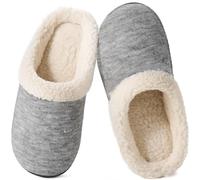 Wishcotton Slippers Women Fur Fleece Ladies House Slippers with Cozy Memory Foam, Warm Comfy Indoor Outdoor House Shoes Home Slippers, Grey, 6-7 UK
