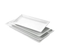 WishDeco Ceramic Serving Platters Set of 3, White Rectangular Plates 40/35/30 cm, Large Serving Trays 16/14/12 inch, Porcelain Serving Dishes, Party Platters for Dessert, Buffet, Snack, Steak, Fruit
