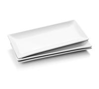 WishDeco Ceramic Serving Platters Set of 3, White Rectangular Plates L35 cm x W15 cm, Large Serving Trays 14 inch, Porcelain Serving Dishes, Party Platters for Dessert, Buffet, Snack, Steak, Fruit
