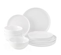 WishDeco Plates and Bowls Sets, 12 Pieces Dinnerware Sets, Ceramic Dishes Set for 4, White Kitchen Dishware Set, Microwave and Dishwasher Safe