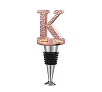 WishDeco Rose Gold K Wine Stopper - Reusable, Personalized, Durable - Perfect for Wine, Prosecco, Champagne, Sparkling, Beer - Gift for Women, Men