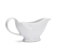 WishDeco White Gravy Boat, 250ml / 8.5oz Ceramic Gravy Jug, Small Sauce Jug with Smooth Handle, Porcelain Sauce Boat for Salad Dressing, Broth, Custard, Cream