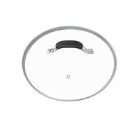 WishDirect 12 Inch Tempered Glass Pot Lid Compatible with 12” Lodge Cast Iron Skillets and 7 Quart Dutch Ovens - Designed with Steam Vent Hole and Heat Resistant Handle