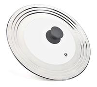 WishDirect Universal Couvercle Poele 21-31 cm, Couvercle Casserole en Verre, Couvercles for Casseroles et Poêles, Couvercles de Casserole Universal with Trou de Vapeur et Poignée en Silicone, Grey