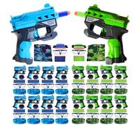 wishery Accessories for Nerf Party Supplies, Favors - 16 Sets. Bulk Pack for Nerf Birthday, War - Mini Toy Gun, Wrist Bullet Holder, Foam Darts, Face Mask & Safety Glasses. Kids Ages 5+