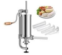 WishesMar 2.5 LBS Manual Sausage Filler Stuffer Stainless Steel Vertical Hand Sausage Meat Maker for Household Use, Home Made Machine or Commercial Capacity