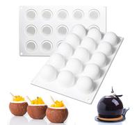WishesMar 2Pcs Silicone Mould for Chocolate Candy Forming Mold Round Sphere Ball Shape - Non-Stick Reusable DIY Molds for Kitchen Creation Fun - Diameter 1.7 in
