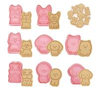 WishesMar Cartoon Dog Shape Cookie Cutters Set 8 Pieces 3D Biscuit Cutter Kit - Biscuit Cookie Cutters Stamp for Baking DIY Fondant Festive Decoration