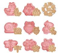 WishesMar Cartoon Insect Shape Cookie Cutters Set 8 Pieces 3D Biscuit Cutter Kit - Biscuit Cookie Cutters Stamp for Baking DIY Fondant Festive Decoration
