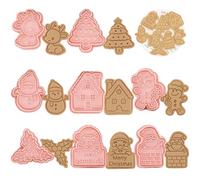 WishesMar Cookie Cutters Set for Christmas Theme 8 Pieces, Winter, Holiday - Cartoon 3D Biscuit Cookie Cutters Kit Stamp for Baking DIY Fondant Festive Decoration