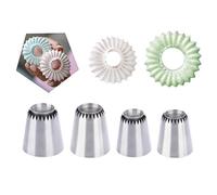 WishesMar Cookies Piping Tips Set 4 Pcs Large Stainless Steel Icing Nozzles for Pastry Cupcakes Cakes DIY Decorating Supplies Baking Tips Nozzles Set