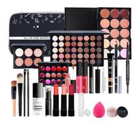 WishesMar Full Makeup Set for Women for Essential Starter All in One Gift Makeup Kit Contains Eye Shadow Concealer Lipsticks Mascara Eyebrow Eyeliner Pressed Powder Brushes