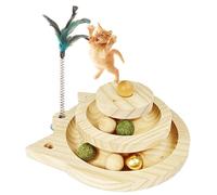 WishesMar Interactive Cat Toy Teaser Cat Ball Track Toy 2-Level Ball Tower with 3 Types of Balls for Indoor Cats Fun - Kitty Toys Roller for Kitten Physical Exercise Mental