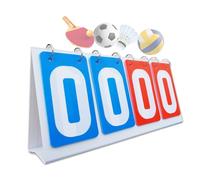 WishesMar Portable Flip Scoreboard 4 Digit Tabletop Score Board Flipper Board for Sports Competition Score Keeper Badminton Volleyball Table Tennis Football Basketball