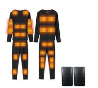 Wishfa Heated Underwear Set, USB Electric Heated Thermal Underwear for Men Women with 2-Pack 20000mAh Power Bank, 28 Heating Zones Heated Long Sleeve Tops Long Johns Thermal Set Heating Base Layer