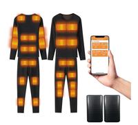 Wishfa Heated Underwear Set, USB Electric Heated Thermal Underwear for Men Women with 2-Pack 20000mAh Power Bank, 28 Heating Zones Heated Long Sleeve Tops Long Johns Thermal Set Heating Base Layer