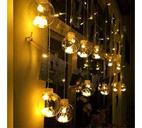 Wishing Ball LED String Lights, Fantes USB & Battery Powered 8 Modes Curtain Lights for Home Party Decoration (Warm White, with Remote Control)