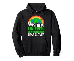 Wishing on Every Four Leaf Clover Shamrock St Patrick's Day Pullover Hoodie