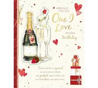 Wishing Well Birthday Card For The One I Love, Champagne And Roses Handmade Greeting Card Studios - 8x10ins