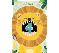 Wishing Well Cute 4th Birthday Card with Fun Lion Illustrations 5x8ins Studios