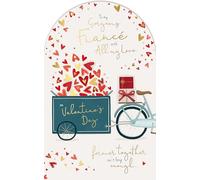 Wishing Well Luxury Hand-Finished Valentine's Day Card 'To My Gorgeous Fiancé' With Bow And Gold Foil Highlights Studios. Size 7 x 11 inches