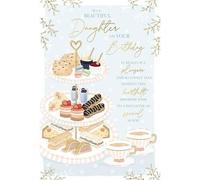 Wishing Well Studios Beautiful Daughter Birthday Card, Afternoon Tea Theme with Gold Foil
