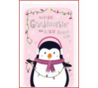 Wishing Well Studios Granddaughter Christmas Card - to a Special Granddaughter Have Lots of Festive Fun- Penguin Design
