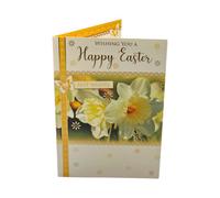 Wishing You A Happy Easter White Daffodil Flowers Design Card