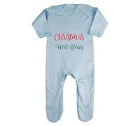 Wishing You a Merry Christmas and a Happy New Year Baby Romper Jumpsuit with feet, 3-6 Months, Pastel Blue