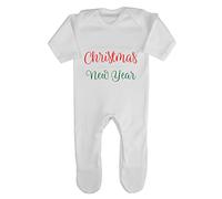 Wishing You a Merry Christmas and a Happy New Year Baby Romper Jumpsuit with feet, 6-12 Months, White