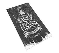 Wishing You A Merry Christmas Hand Towels and Happy New Year Typography Background On Chalkboard White Black Soft Absorbent Hand Towel Spa Gym Hotel Bath Bathroom Shower Towel