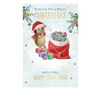 Wishing You a Merry Christmas & Happy New Year Card, Hedgehog Design, Made in UK