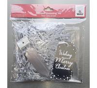 Wishing You A Merry Christmas Silver Hamper Dressing Set Contains Shredded Tissue Bow Tag Cellophane Wrap