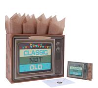 wishinside 13'' Large Funny Birthday Gift Bag Set with Handles, Greeting Card, Tissue Papers and Stickers for Men Dad Grandpa Husband for Old People Birthday, Classic Not Old Design, 1 Pcs