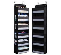 WishJazz Over Door Storage Hanging Organiser, 6 Large Pockets 8 Side Pockets, Anti Tilt 50 lb Back of Door Storage with Clear Window for Bathroom, Nursery, Pantry, Nursery, Shoe, toys