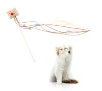 WishLotus Cat Interactive Toy, Cute Cartoon Shaped Plush Cat Toy, Cat Wand Toy with Bell and Colorful Plush Ball, Cat Stick Toy for Kittte Cat Relieve Boredom Increase Interactivity (Pink)