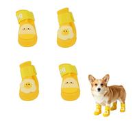 WishLotus Dog Shoes Small Size Dogs, Silicone Waterproof Dog Rain Boots Shoes for Hot Pavement Raining First Snow (Bright Yellow, L)
