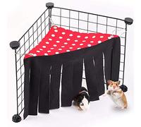 WishLotus Hamster Hideout, Small Animal Hideaway Tent Fleece Forest Pet Cage Accessories Nest Bedding for Guinea Pig Chinchilla Hedgehog Rat Squirrel Ferret Dwarf Bunny (Red+Black)