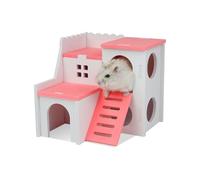WishLotus Hamster House, Luxury Small Animal Hideout with Funny Climbing Ladder Exercise Toys Two Layers Hut for Dwarf Hamster, Rat, Gerbil, Mouse, Small Syrian Hamsters (Pink)